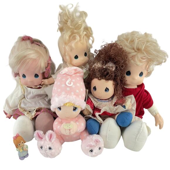 Precious Moments Vintage Doll Figurine Plush Lot of 6 Collectible Toys Pre-Owned